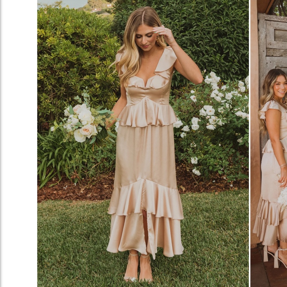 COPY - Show me your mumu Reese champagne luxe satin dress